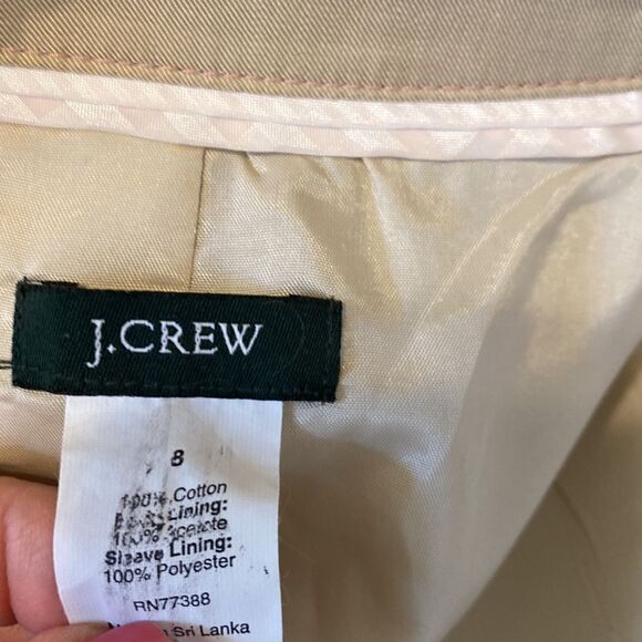 J Crew Tan Blazer Jacket One Button Closure Fully Lined Summer Lightweight Sz 8 - Picture 9 of 10